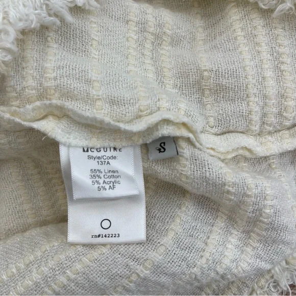 McGuire Linen Cotton Blend Split Long Sleeve Tie Top Blouse S Textured Luxury - Picture 15 of 16